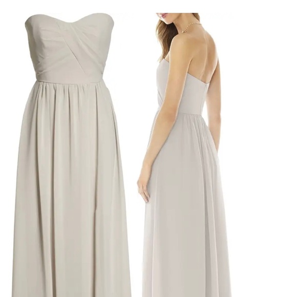 Strapless Georgette A-Line Gown, Oyster, Size 8 - Picture 1 of 6